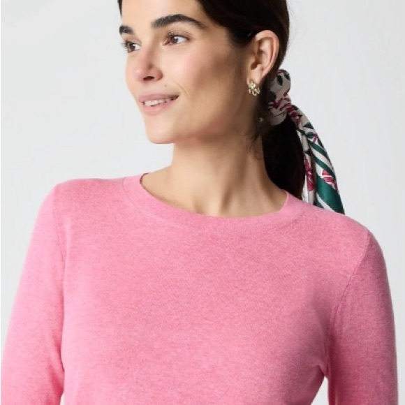 J. Crew Cotton Teddie Sweater Crewneck NWT Heather Pink Coral Sz S - Picture 2 of 9